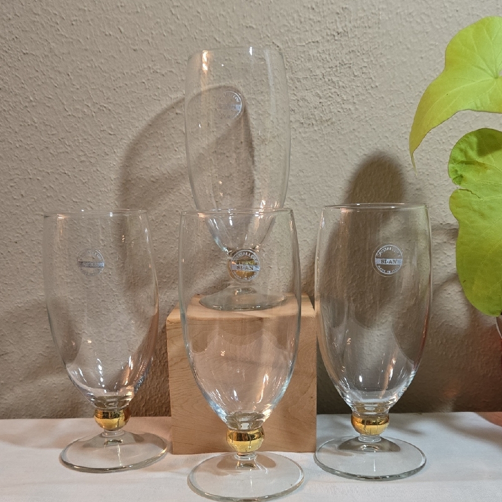 Cristallerie SI-AN  Made In Italy Elegant Gold-Accented Glass Set